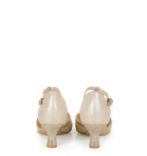 OLIVIA - beżowo-złote czółenka do tańca - obrazek 4