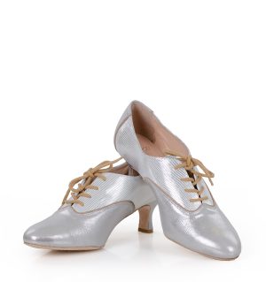 PILAR - Srebrne buty treningowe do tańca, lamówka beżowa - obrazek 2