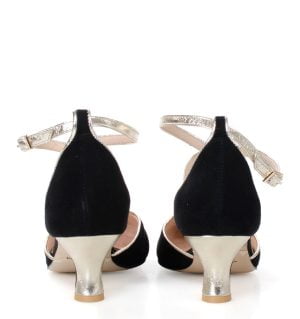 CARMEN - czarne czółenka do tańca ze złotą lamówką - obrazek 3