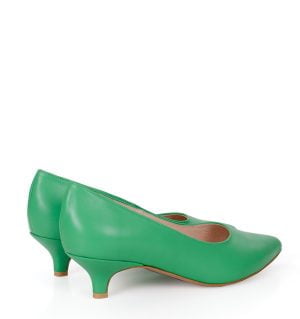 JESSICA - Zielone szpilki niski obcas licowa skóra - obrazek 3