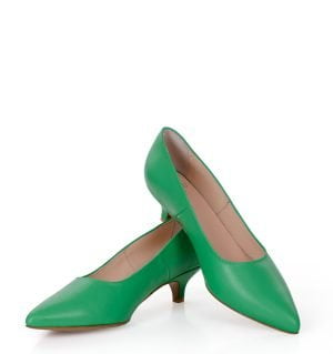 JESSICA - Zielone szpilki niski obcas licowa skóra - obrazek 4