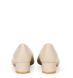 WERONICA - Czółenka beżowe licowe niski obcas - obrazek 7