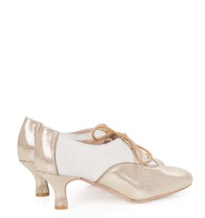 PILAR - Złote buty treningowe do tańca, kremowa wstawka - obrazek 4