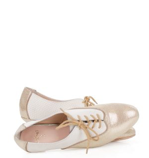 PILAR - Złote buty treningowe do tańca, kremowa wstawka - obrazek 6