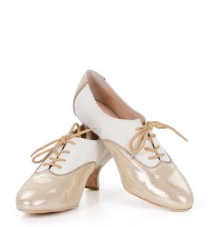 PILAR - Złote buty treningowe do tańca, kremowa wstawka - obrazek 3