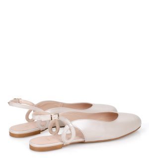 NELL - beżowe perłowe baleriny z okrągłym noskiem - obrazek 3