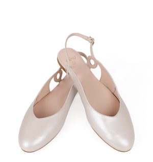 NELL - beżowe perłowe baleriny z okrągłym noskiem - obrazek 5