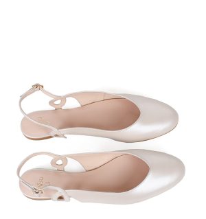 NELL - beżowe perłowe baleriny z okrągłym noskiem - obrazek 4