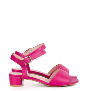 ESTERA - różowe sandałki na niskim obcasie - obrazek 2