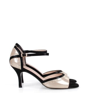 FLORENCIA - Złoto-czarne sandałki do tańca - obrazek 2