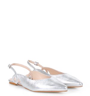 FIONA - srebrne baleriny z odkrytą piętą - obrazek 3