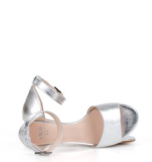 GINA - srebrne sandałki skóra licowa - obrazek 2