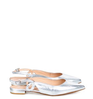 FIONA - srebrne baleriny z odkrytą piętą - obrazek 2