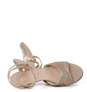 ELENA - Beżowo-złote sandałki do tańca - obrazek 6