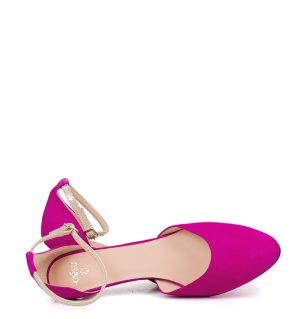 LINDA - Różowe zamszowe szpilki z paskiem - obrazek 6