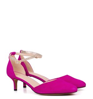 LINDA - Różowe zamszowe szpilki z paskiem - obrazek 3