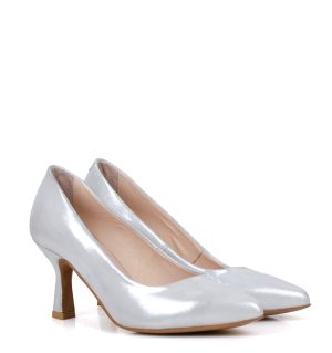 NADINE - Srebrne szpilki średni obcas - obrazek 3