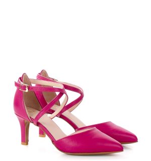 REBEKA - Czółenka fuksja róż niska szpilka - obrazek 2