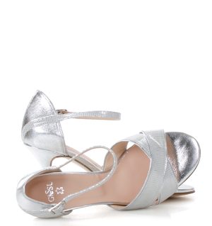 EVA - Srebrne sandałki do tańca na średniej szpilce - obrazek 6
