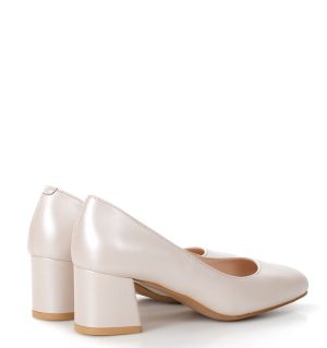 SUSANNA - Beżowe czółenka na grubym słupku - obrazek 2