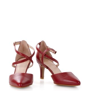 REBEKA - Czółenka czerwone na niskiej szpilce - obrazek 6