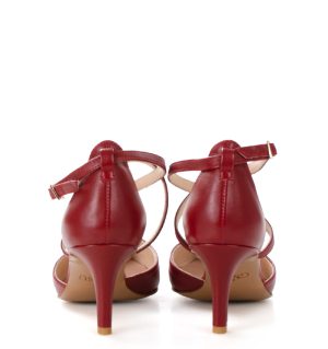 REBEKA - Czółenka czerwone na niskiej szpilce - obrazek 5