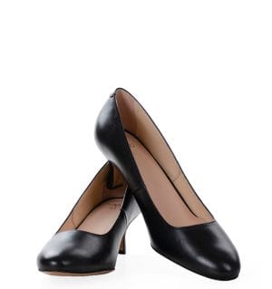 MAVIS - Czarne czółenka na niskim obcasie licowa skóra - obrazek 7