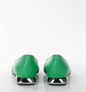 KORA - zielone baleriny licowa skóra na obcasiku - obrazek 4