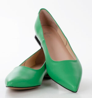 KORA - zielone baleriny licowa skóra na obcasiku - obrazek 6
