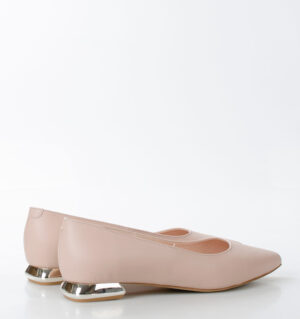 KORA - jasnoróżowe baleriny licowa skóra na płaskim obcasie - obrazek 4