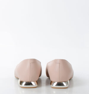 KORA - jasnoróżowe baleriny licowa skóra na płaskim obcasie - obrazek 5