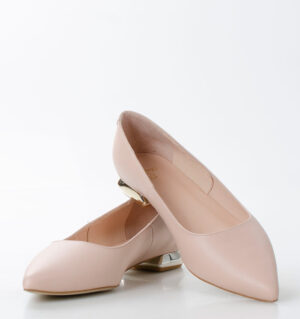 KORA - jasnoróżowe baleriny licowa skóra na płaskim obcasie - obrazek 7