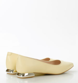 KORA - jasnożółte baleriny licowa skóra na płaskim obcasie - obrazek 4