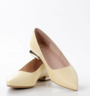 KORA - jasnożółte baleriny licowa skóra na płaskim obcasie - obrazek 7