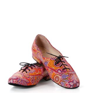 FLORES - buty na płaskim obcasie do ćwiczeń tanecznych, Czerwone kwiaty - obrazek 5