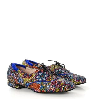 ENIGMA - buty na płaskim obcasie do ćwiczeń tanecznych, Niebieskie kwiaty - obrazek 3
