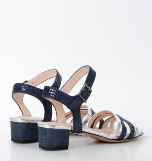ZAJA - niebiesko srebrne sandałki na niskim obcasie - obrazek 3