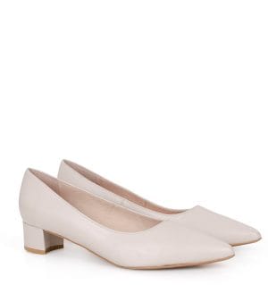 WERONICA - Czółenka pudrowy róż licowe niski obcas - obrazek 3