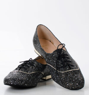 FLORES - buty na płaskim obcasie do ćwiczeń tanecznych, czarny melanż - obrazek 4