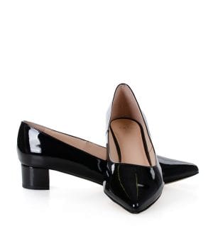 WERONICA - czarne czółenka na niskim obcasie lakierowane - obrazek 7