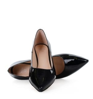 WERONICA - czarne czółenka na niskim obcasie lakierowane - obrazek 5