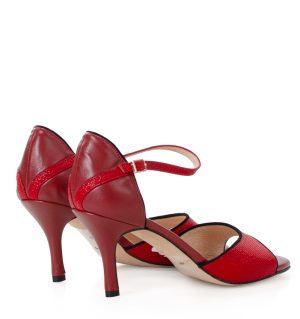 ALEJANDRA - Sandałki do tańca czerwone z czarną lamówką - obrazek 3
