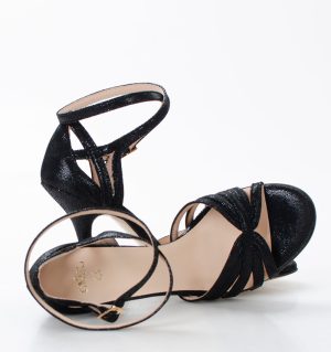 BONITA- czarne sandałki błyszczące do tańca - obrazek 5