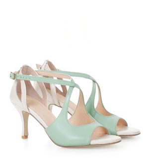 CARMELITA - miętowo-beżowe sandałki do tańca - obrazek 2