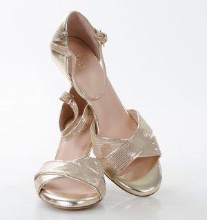 EVA - Złote sandałki do tańca na średniej szpilce - obrazek 3
