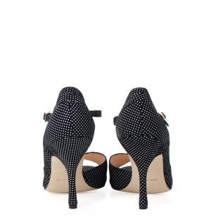 GISELLE - czarne sandałki w białe kropki do tańca - obrazek 4
