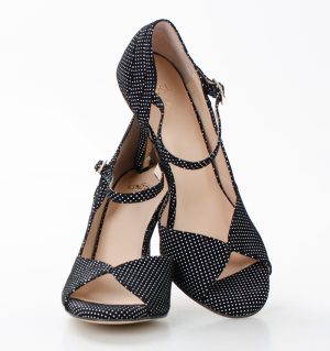 GISELLE - czarne sandałki w białe kropki do tańca - obrazek 5