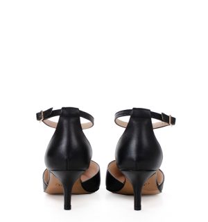 LINDA - Czarne szpilki z paskiem, niski obcas, skóra licowa - obrazek 5