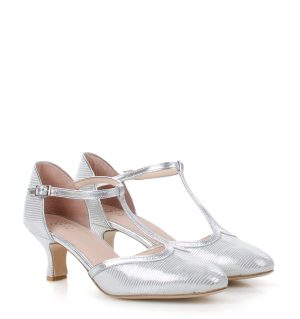 OLIVIA - srebrne satynowane czółenka taneczne - obrazek 2