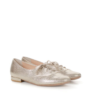 FLORES - złote buty na płaskim obcasie do ćwiczeń tanecznych, wzorek - obrazek 2
